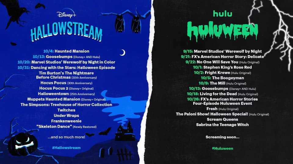 Hulu's Huluween and Disney+'s Hallowstream are the perfect pair for Halloween